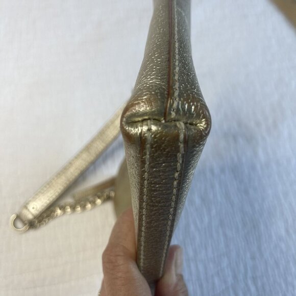 KATE SPADE Gold Shiny Clutch Leather Chain Strap Shoulder Bag Purse - Picture 13 of 13